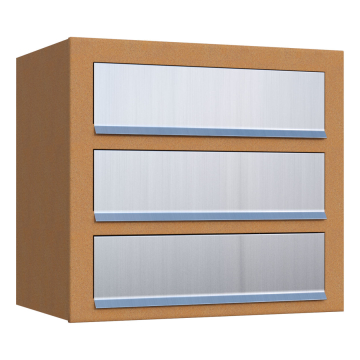 Cube Rost Three mailbox with stainless steel door