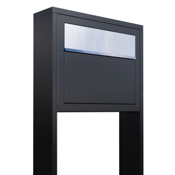 Elegance Black Freestanding Mailbox with Stainless Steel Door