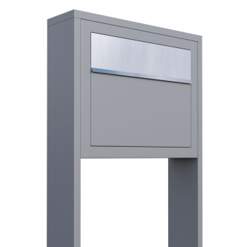 Elegance Gray Metallic Freestanding Mailbox with Stainless Steel Door