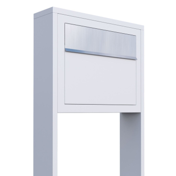 Elegance White Freestanding Mailbox with Stainless Steel Door