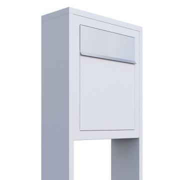 Freestanding Mailbox Base White with Stainless Steel Door