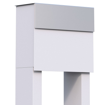 Molto White Freestanding Mailbox with Stainless Steel Door