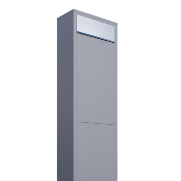 Big Box Freestanding Mailbox, Metallic Gray with Stainless Steel Door