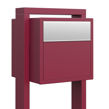 Soprano Red Freestanding Mailbox with Stainless Steel Flap