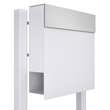 Manhattan White Mailbox with Stainless Steel Door