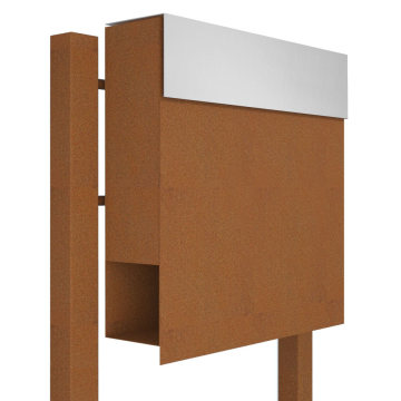 Manhattan Rust Freestanding Mailbox with Stainless Steel Door