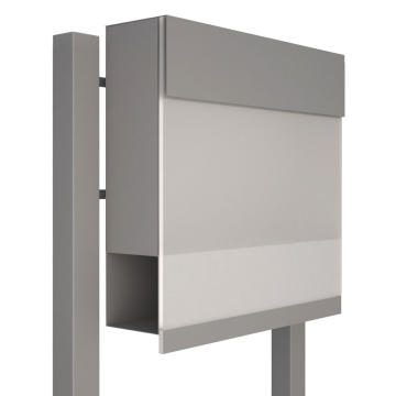 Freestanding Mailbox, Manhattan Special, White Gray Metallic