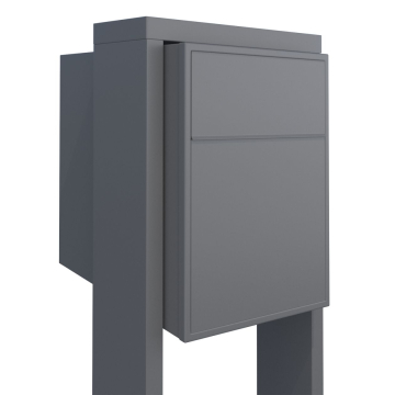 Freestanding Mailbox Big Flag Gray Metallic