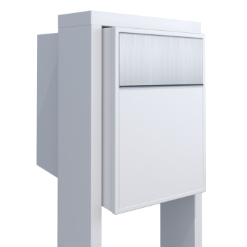 Big Flag White Mailbox with Stainless Steel Door