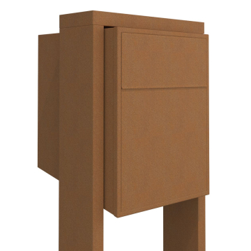 Freestanding Mailbox Big Flag Rust