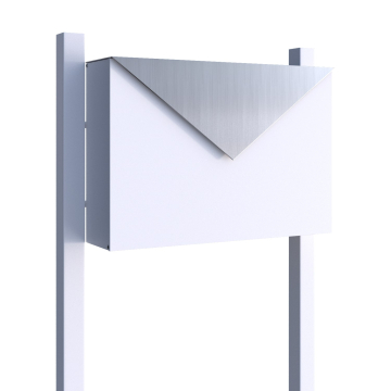 White Letterbox with Stainless Steel Flap
