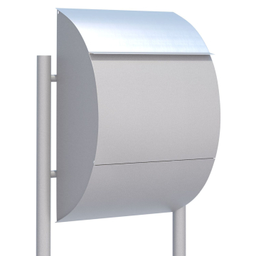Jumbo Gray Metallic Freestanding Mailbox with Stainless Steel Door