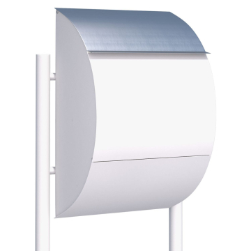 Jumbo White Freestanding Mailbox with Stainless Steel Door