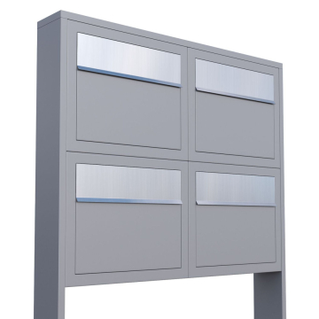 Elegance for Four Mailbox System, Metallic Gray with Stainless Steel Flap