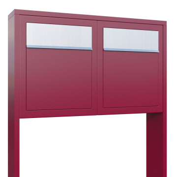 Mailbox Base for Two Red with Stainless Steel Door