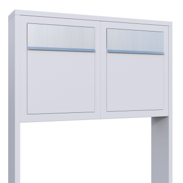 Base for Two White Mailbox with Stainless Steel Flap