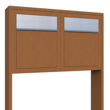 Base for Two Mailbox Unit, Rust Finish with Stainless Steel Door
