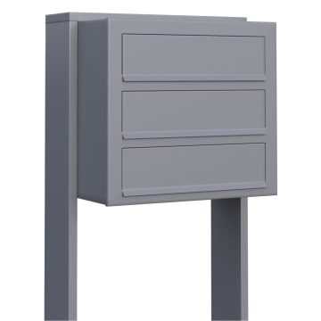 Cube Mailbox System for Three, Metallic Gray