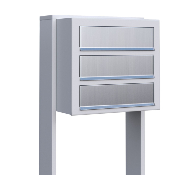 Cube for Three Mailbox System - White with Stainless Steel Door