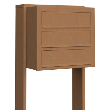 Cube Mailbox System for Three, Rust Finish