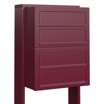 Cube Four-Unit Mailbox, Red