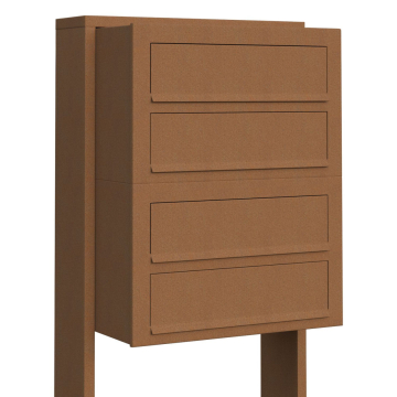 Cube Four Unit Mailbox - Rust Finish