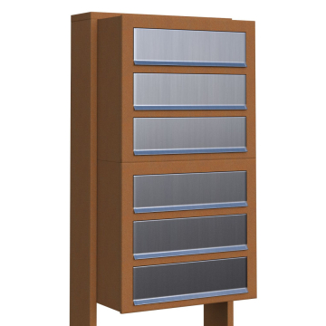 Cube for Six Mailbox System, Rust Finish with Stainless Steel Door