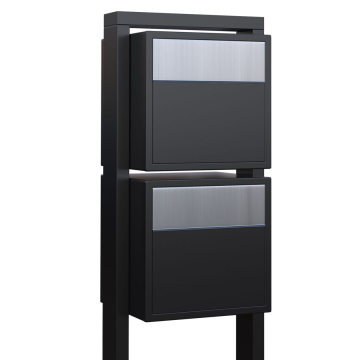 Soprano for Two Mailbox System, Black with Stainless Steel Flap