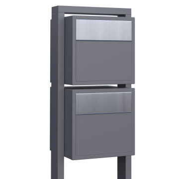 Soprano for Two Mailbox System, Metallic Gray with Stainless Steel Flap