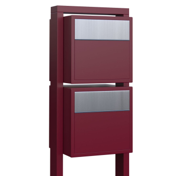 Soprano for Two Mailbox Unit, Red with Stainless Steel Flap