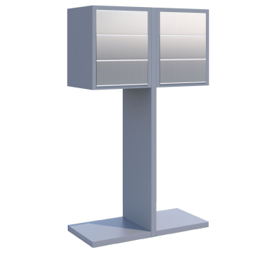 Hermes Double Mailbox System for Six, Gray Metallic with Stainless Steel Flap