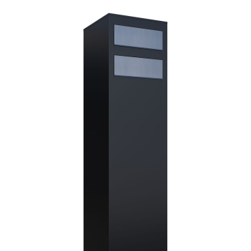 Monolith Mailbox System for Two, Black with Stainless Steel Flap