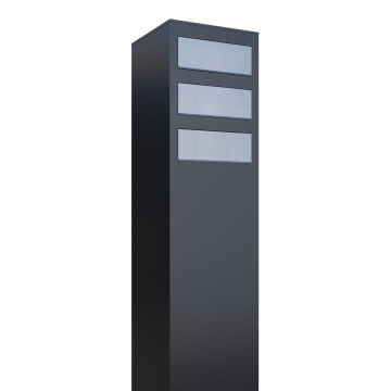 Monolith Mailbox System for Three, Black with Stainless Steel Flap