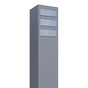 Monolith Mailbox System for Three, Gray Metallic with Stainless Steel Flap
