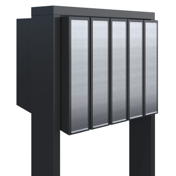 Mailbox Flag for Five Black with Stainless Steel Door