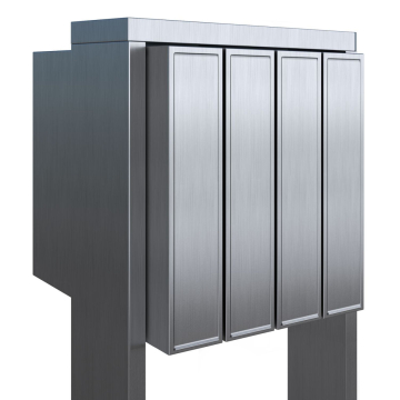 Four-Unit Stainless Steel Mailbox System with Flags