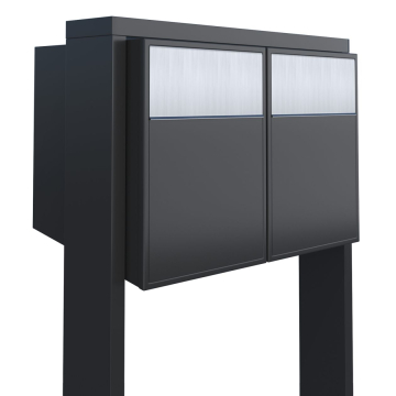 Big Flag for Two Mailbox System, Black with Stainless Steel Flap