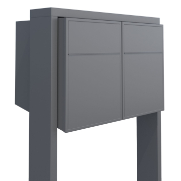 Big Flag Double Mailbox, Metallic Gray