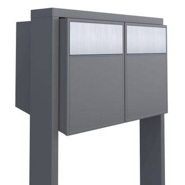 Big Flag for Two Mailbox System, Metallic Gray with Stainless Steel Flap