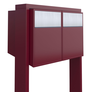 Big Flag Two-Unit Mailbox, Red with Stainless Steel Flap