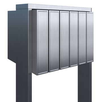 Six Unit Stainless Steel Mailbox with Flags