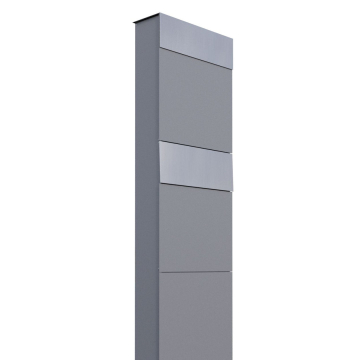 The Box for Two Mailbox System, Metallic Gray with Stainless Steel Flap