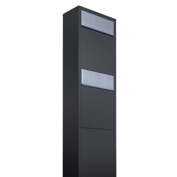 Big Box for Two Mailbox System, Black with Stainless Steel Flap