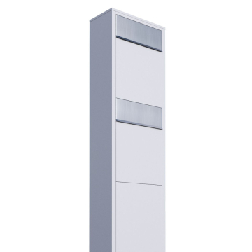 Big Box for Two Mailbox System, White with Stainless Steel Flap