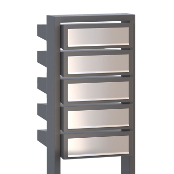 Stairs for Five Mailbox System, Metallic Gray with Stainless Steel Flap