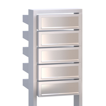 Stairs for Five Mailbox Unit, White with Stainless Steel Flap