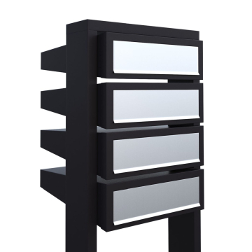 Stairs for Four Mailbox System, Black with Stainless Steel Flap