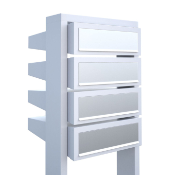 Stairs for Four Mailbox System White with Stainless Steel Flap