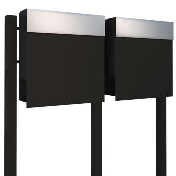 Manhattan for Two Mailbox System Black with Stainless Steel Flap