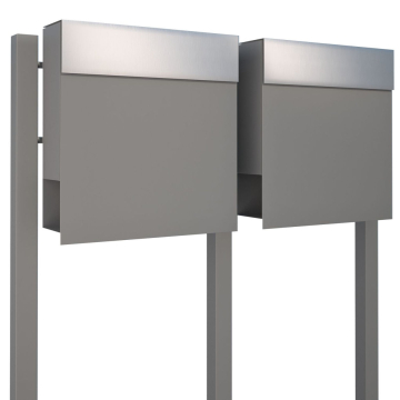 Manhattan for Two Mailbox System, Metallic Gray with Stainless Steel Door
